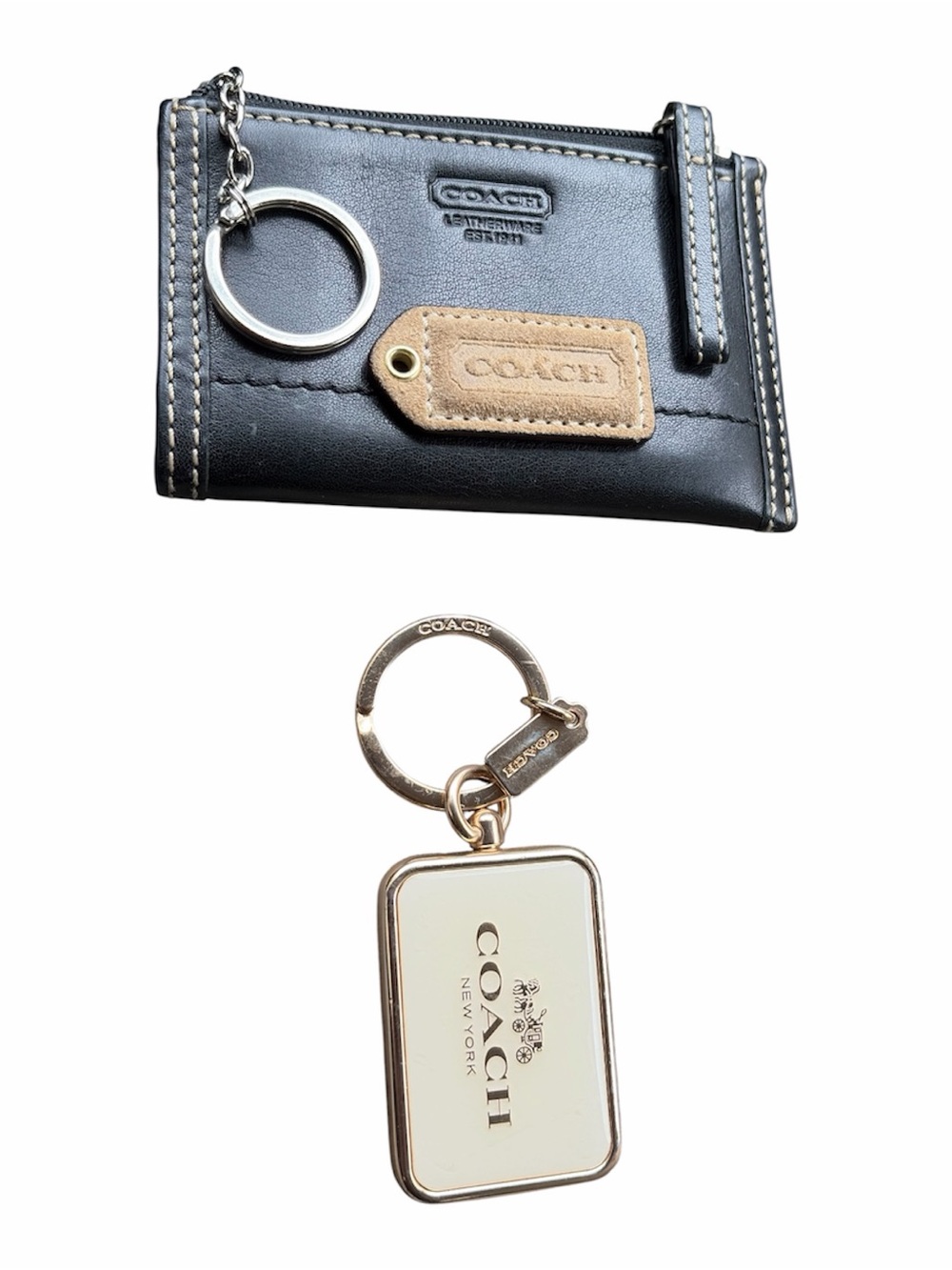 Coach Black Leather Card Case with Keyring
